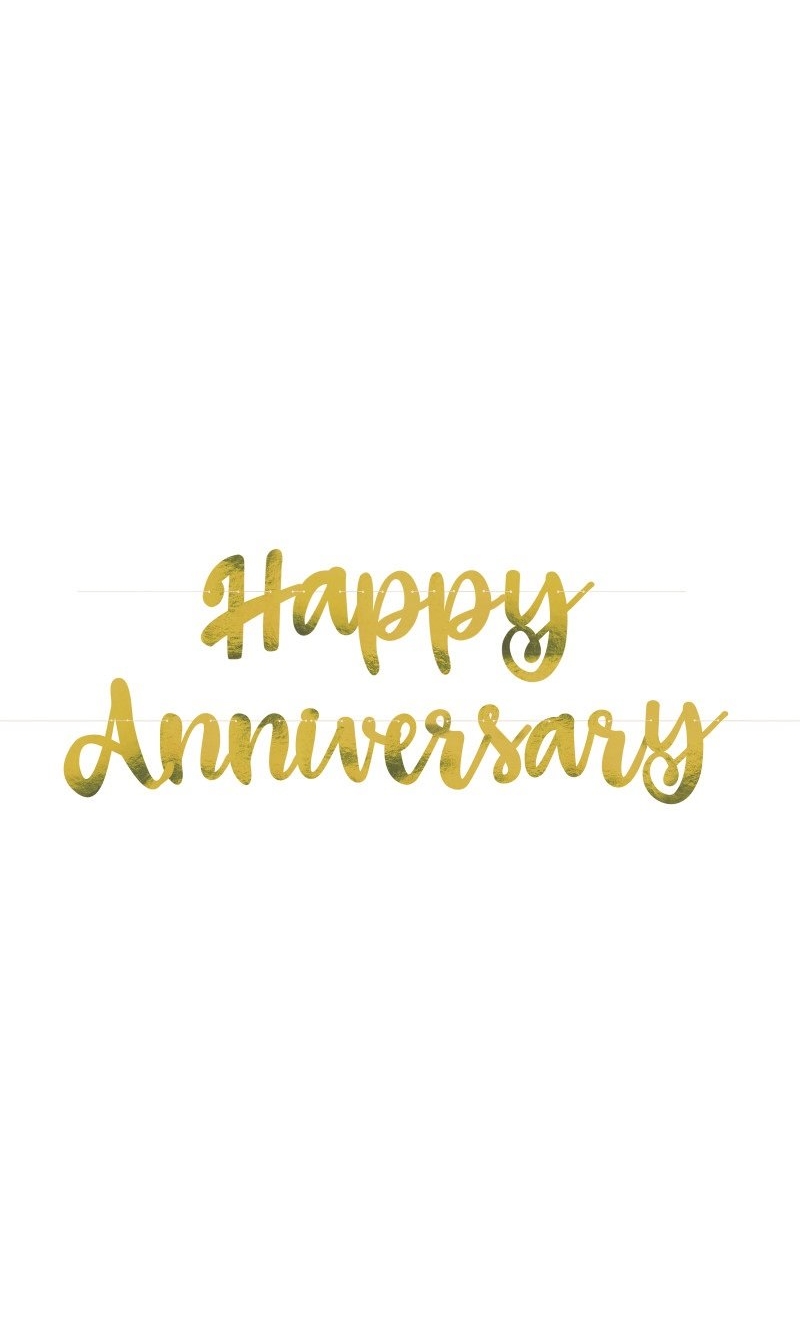 Gold Script Foil Happy Anniversary Decoration Banner