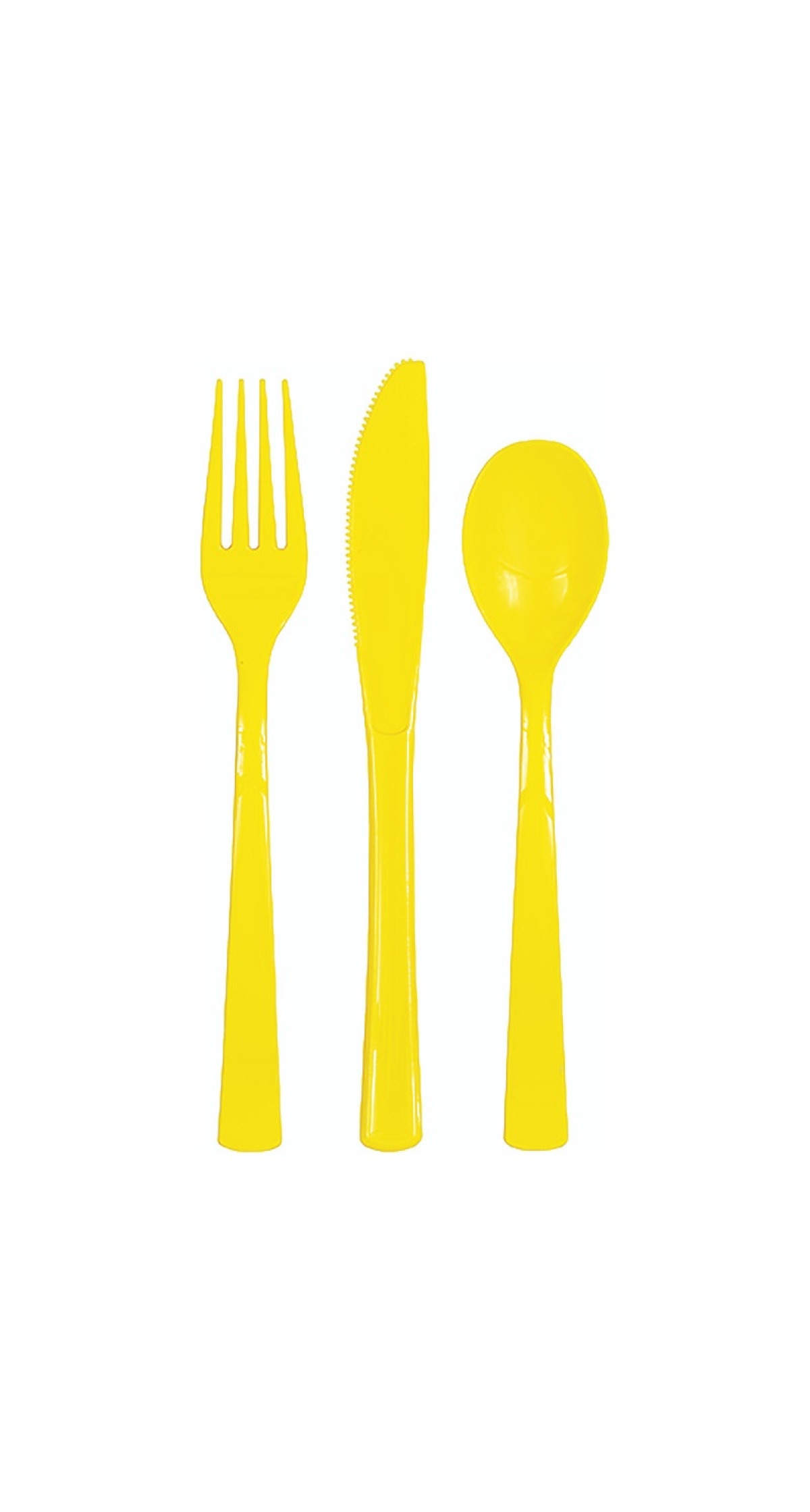 Neon Yellow Assorted Plastic Cutlery - 18pk