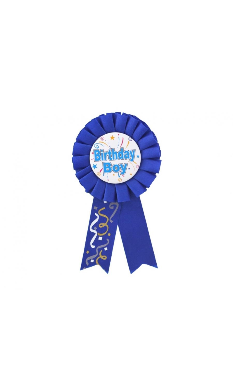 Birthday Boy Award Ribbon Badge Blue