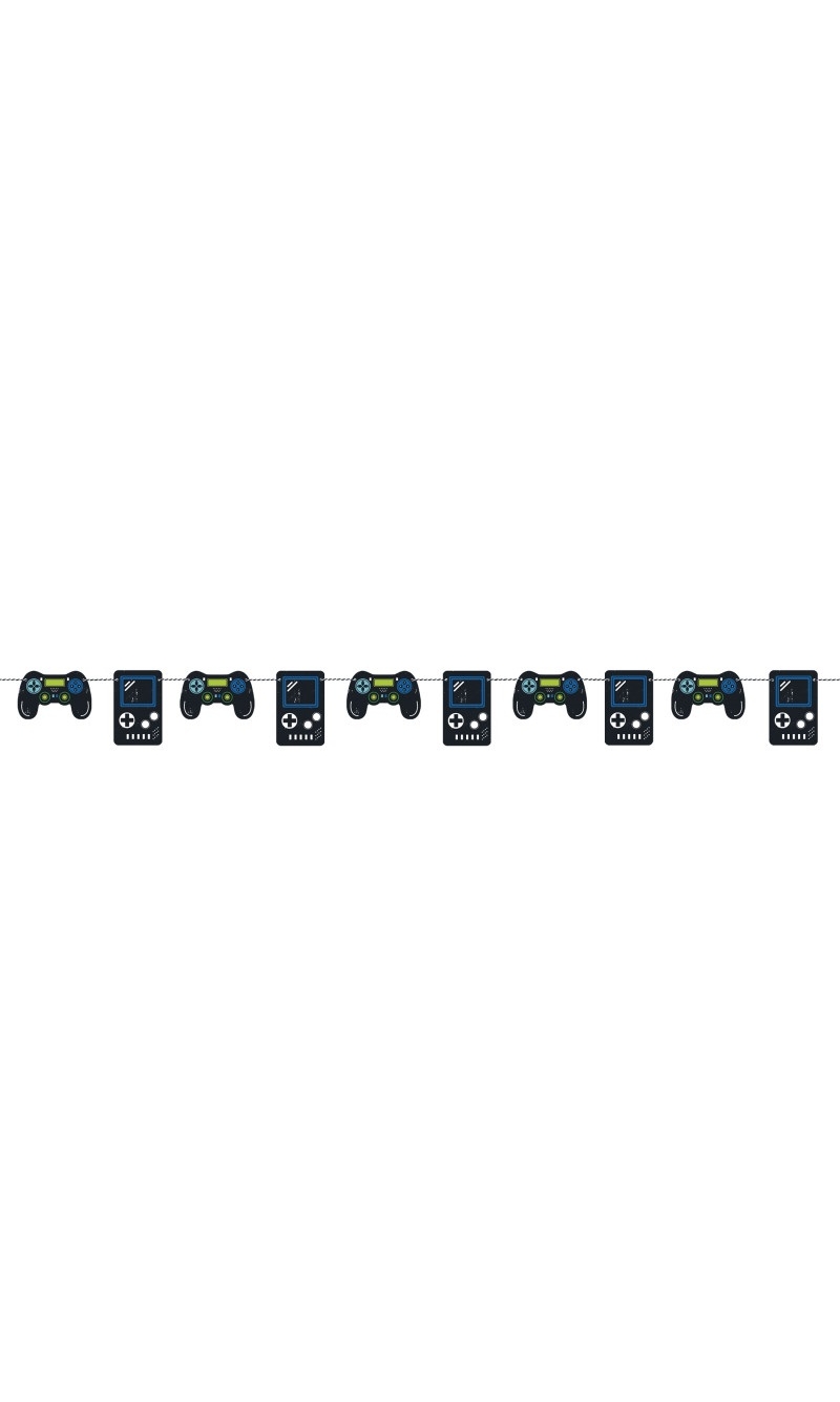 Gamer Birthday Diecut Controllers Garland  7 ft