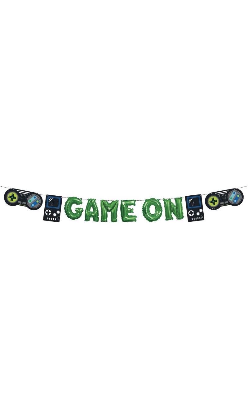 Gamer Birthday Game On" Mini Foil Balloon Banner Kit"