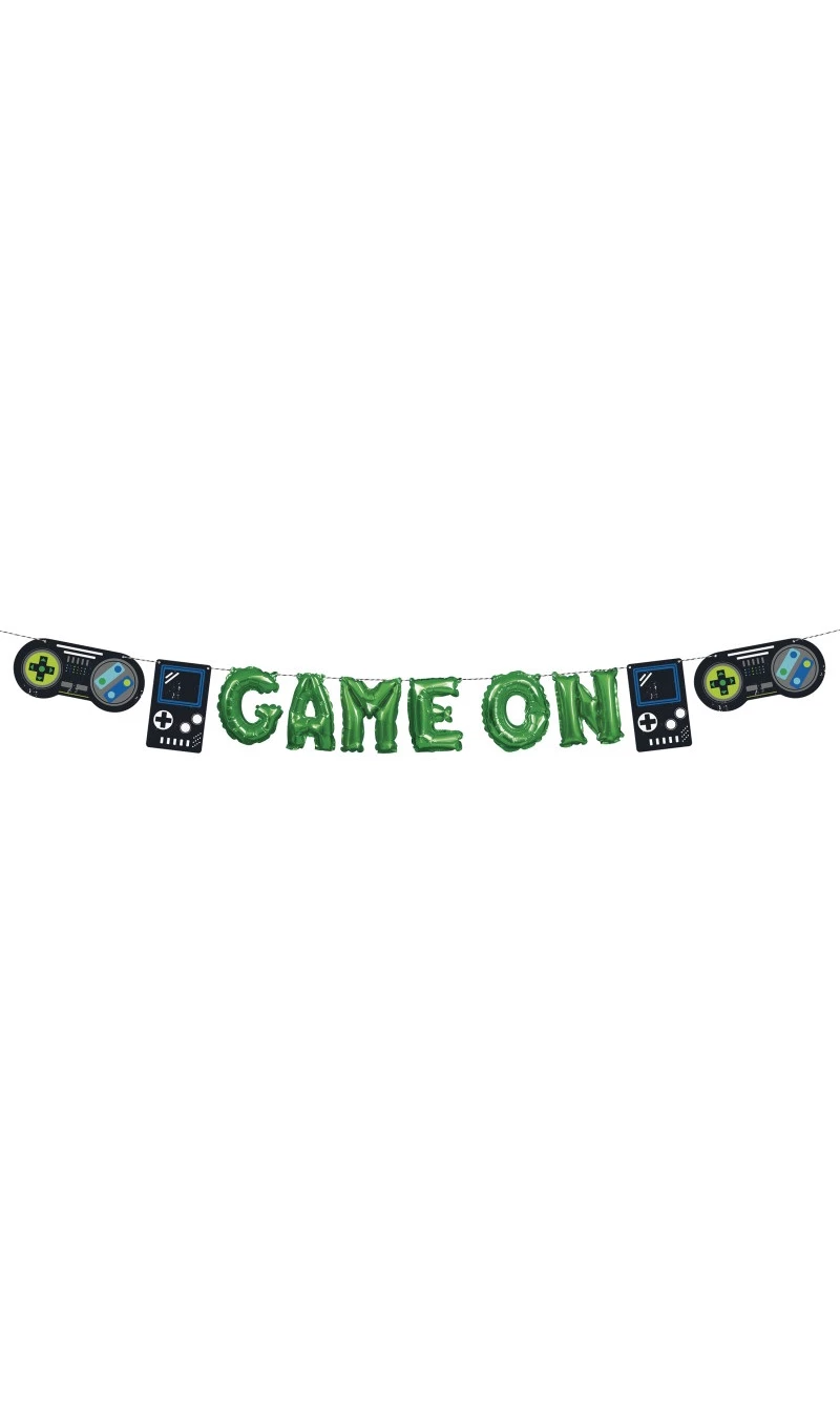 Gamer Birthday Game On" Mini Foil Balloon Banner Kit"