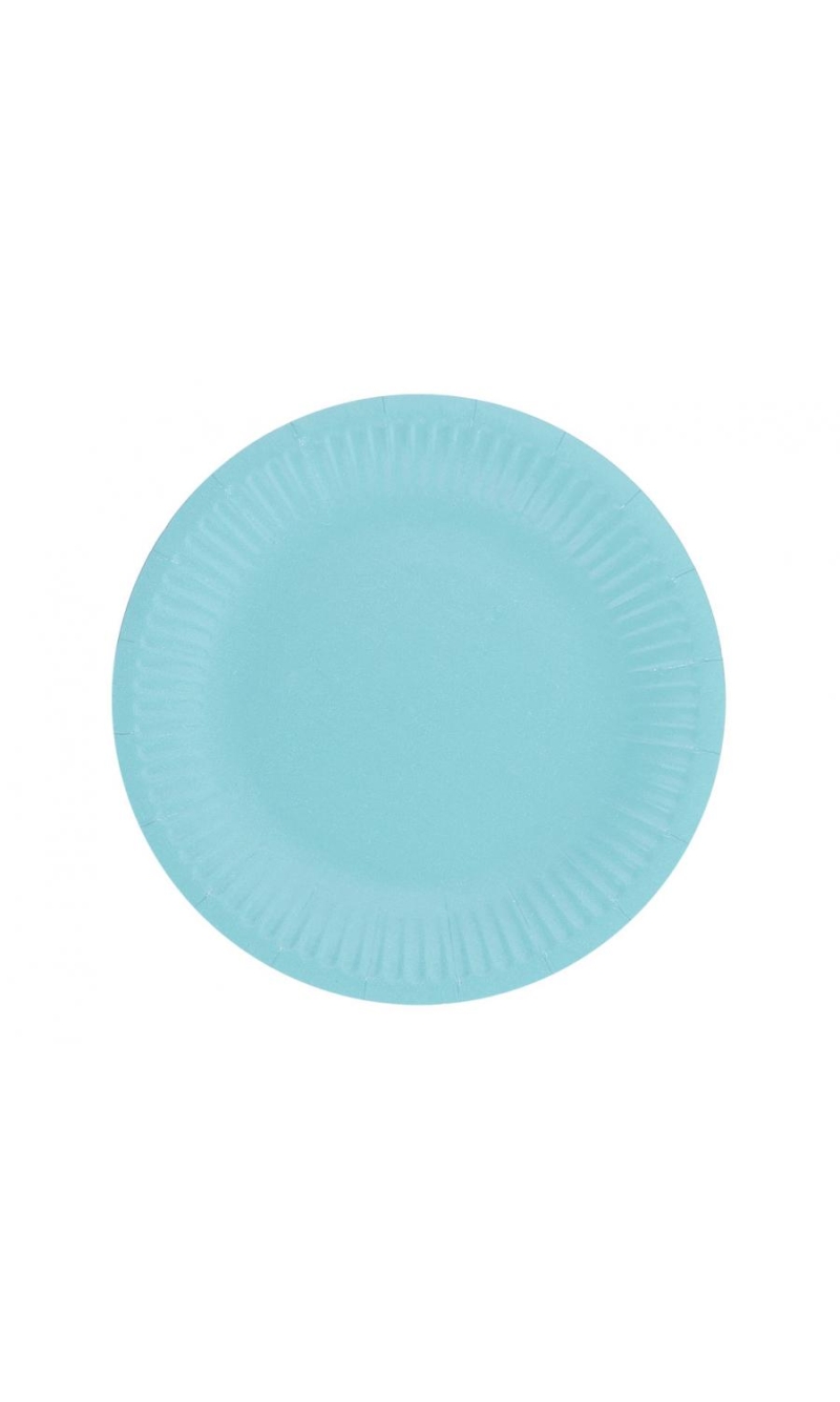 Solid Colour Paper Plates 18cm Light Blue - 6pk
