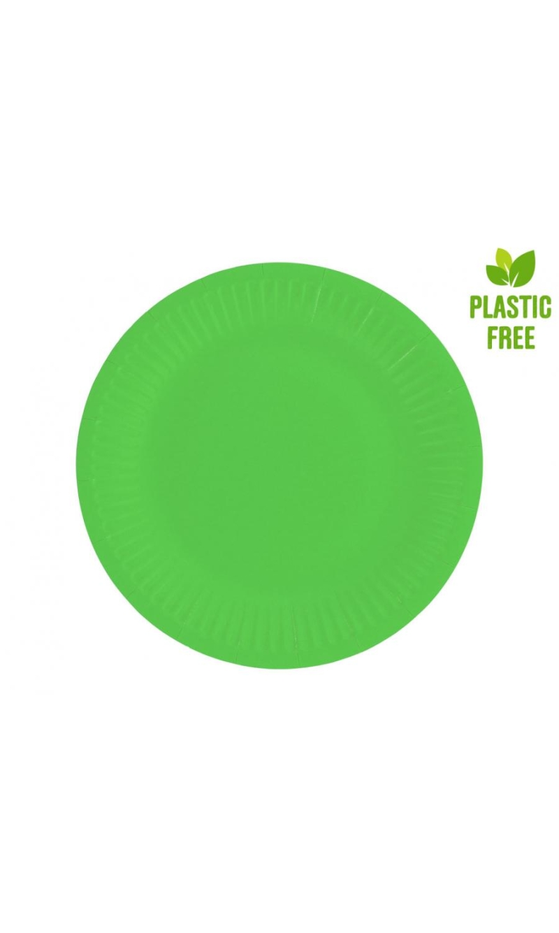 Solid Colour Paper Plates 18cm Lime Green - 6pk