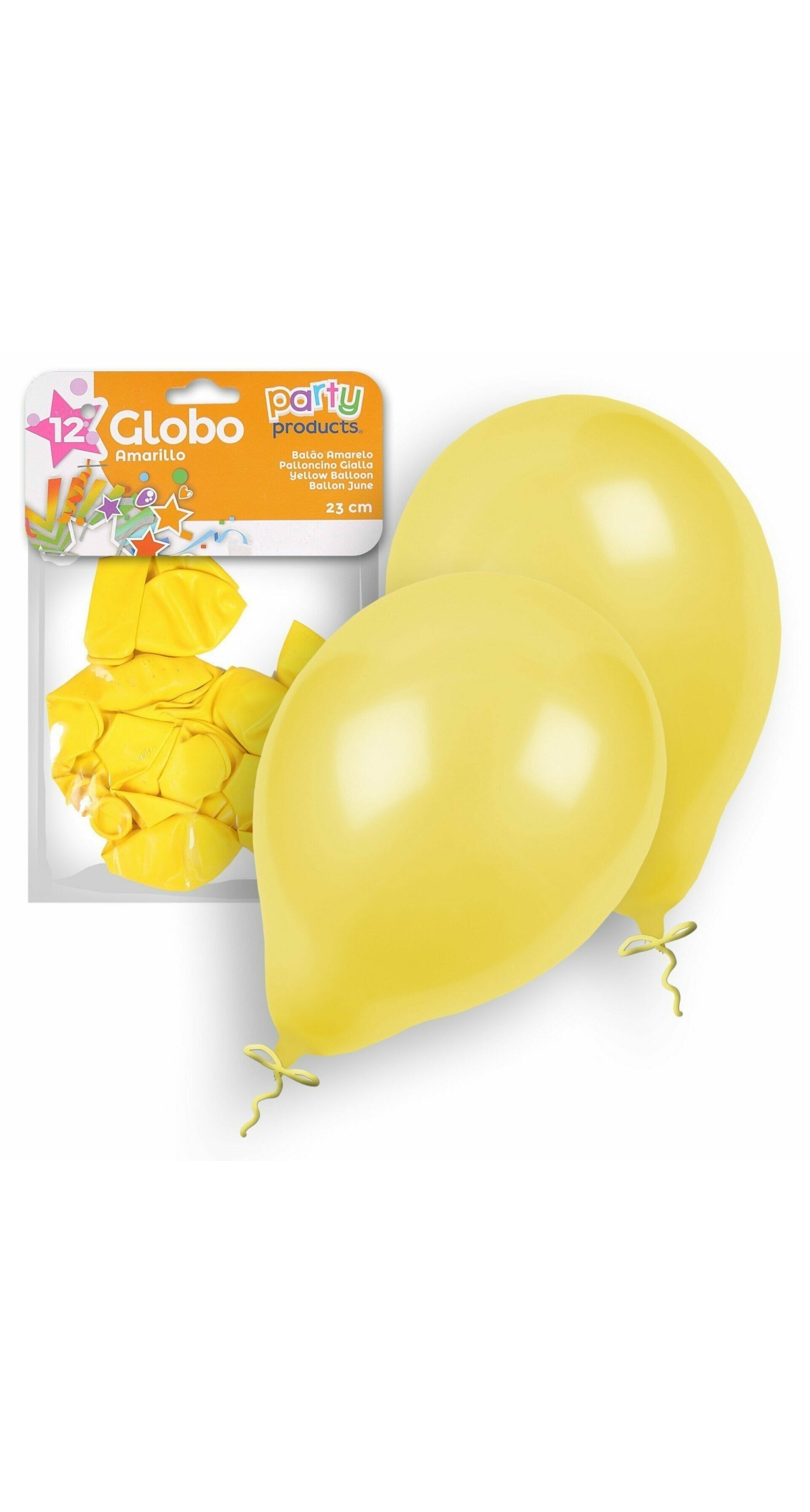 Latex Balloons 23cm (9 Inch) Yellow - 12pk