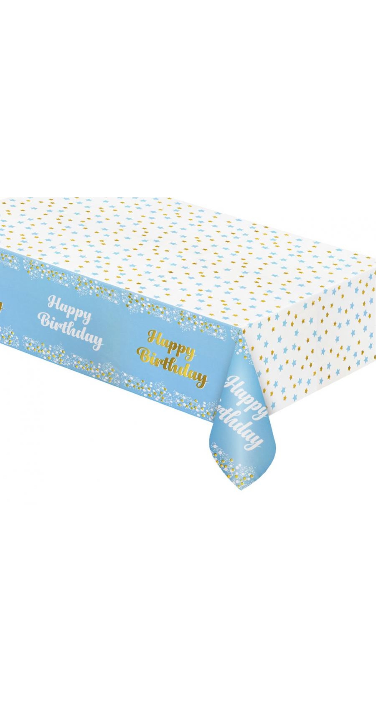 Happy Birthday Light Blue Foil Tablecover - 137x183cm