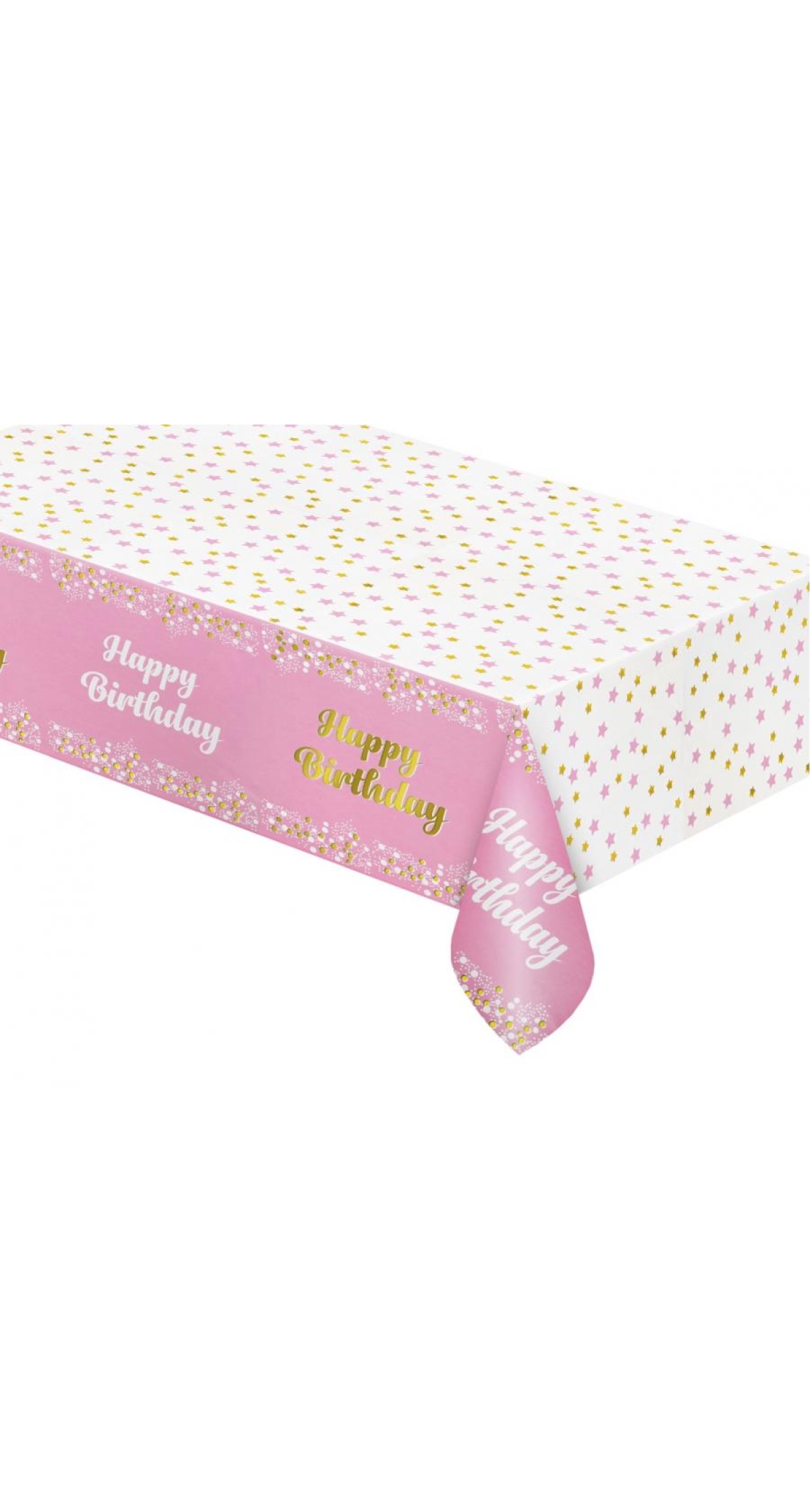 Happy Birthday Light Pink Foil Tablecover - 137x183cm