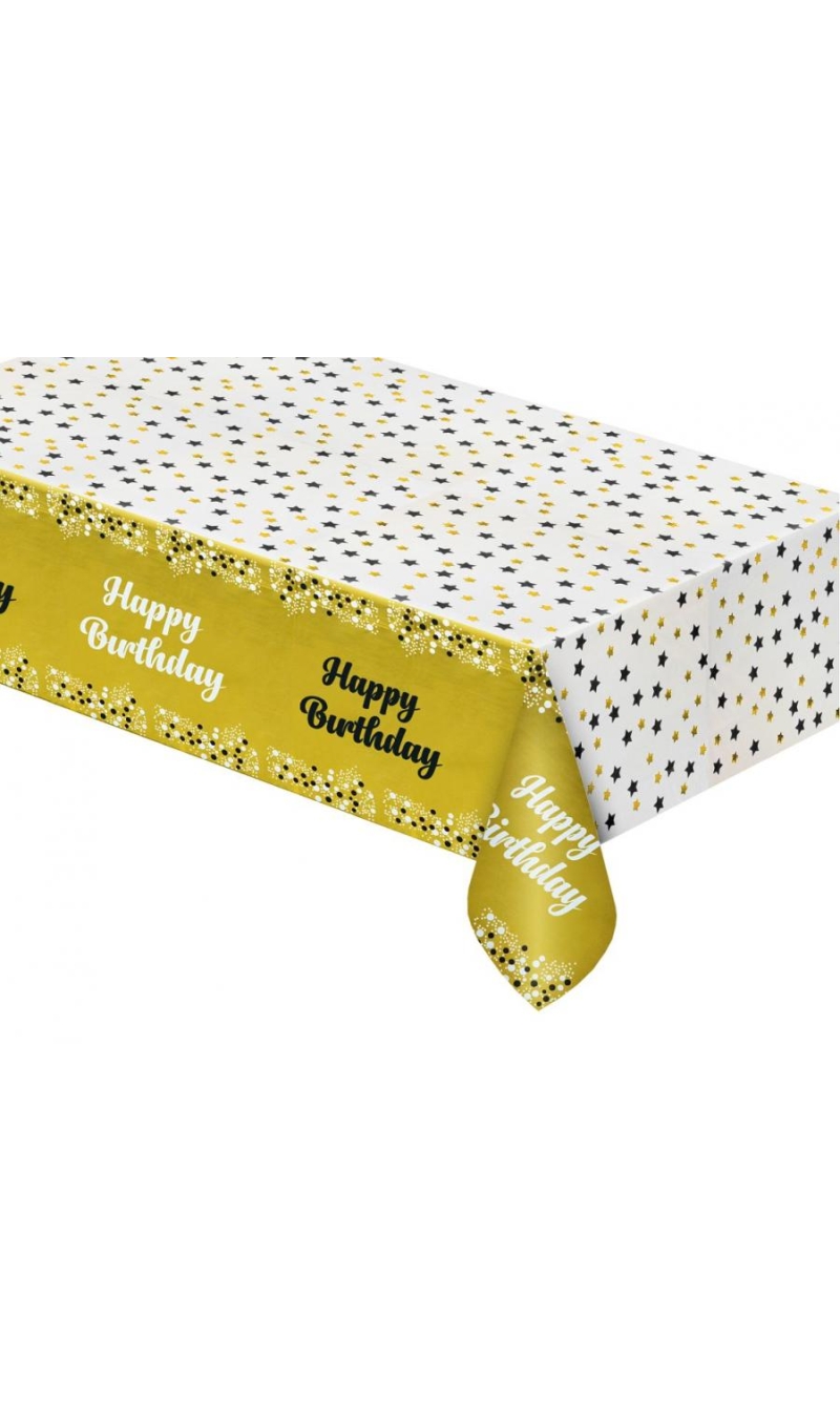 Happy Birthday Gold Foil Tablecover - 137x183cm