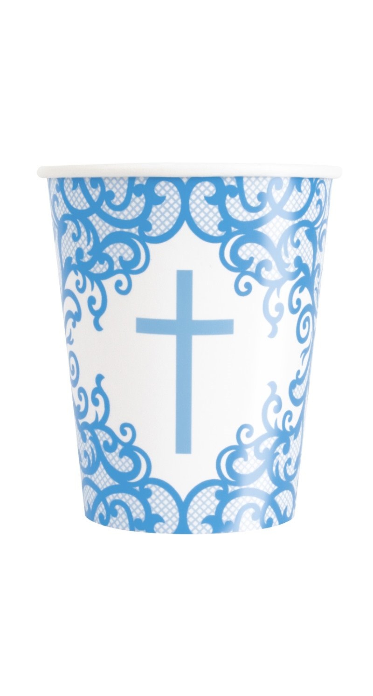 Fancy Blue Cross 266ml Paper Cups - 8pk