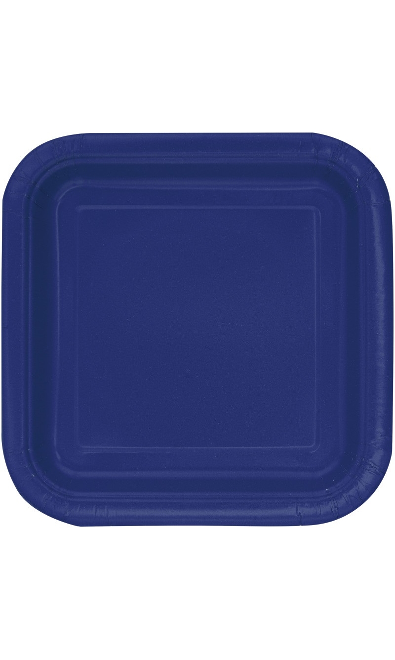 True Navy Blue Solid Square 9 Inch Dinner Plates - 14pk