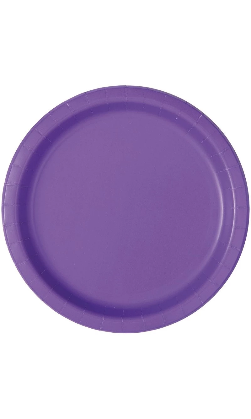 Neon Purple Solid Round 9 Inch Dinner Plates - 16pk