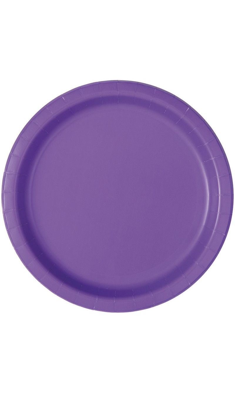 Neon Purple Solid Round 9 Inch Dinner Plates - 16pk