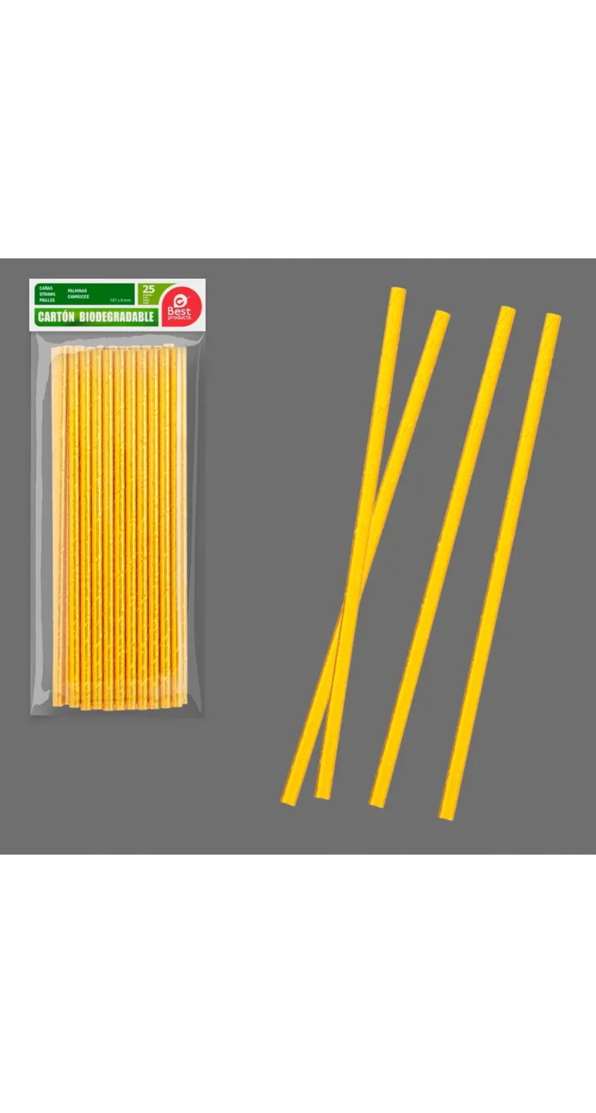 Gold Paper Straws 197x6mm - 25pk