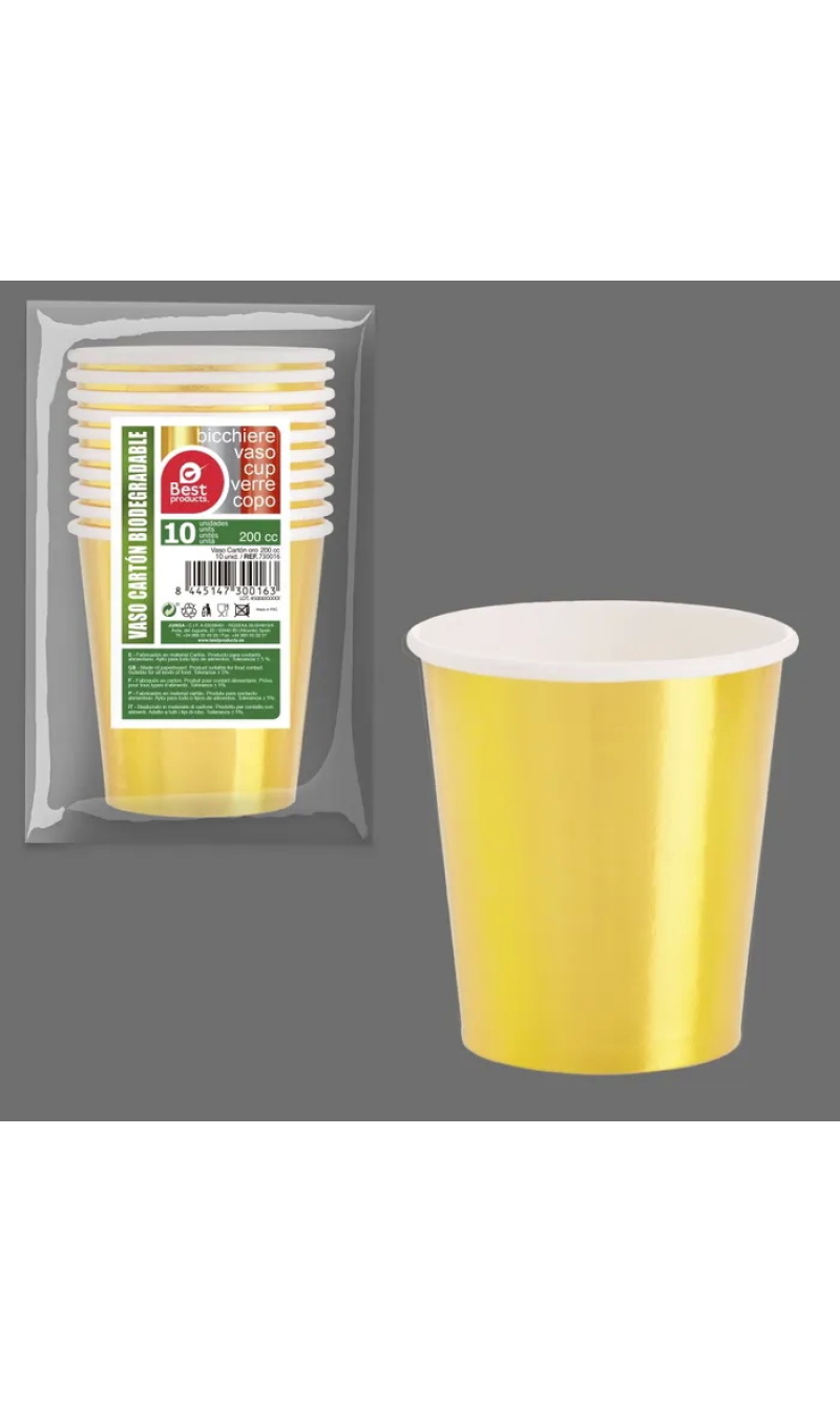 Gold Paper Cups 200ml - 10pk