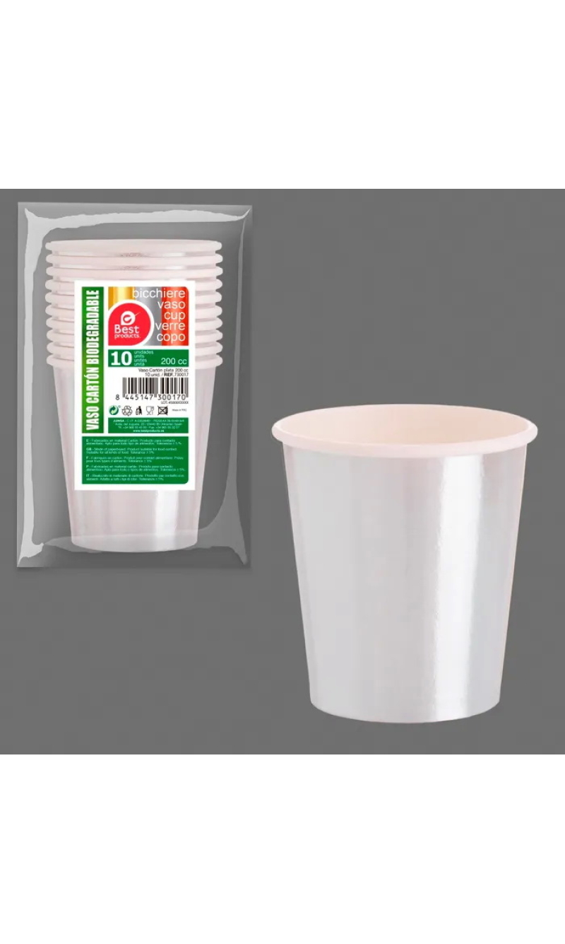 Silver Paper Cups 200ml - 10pk