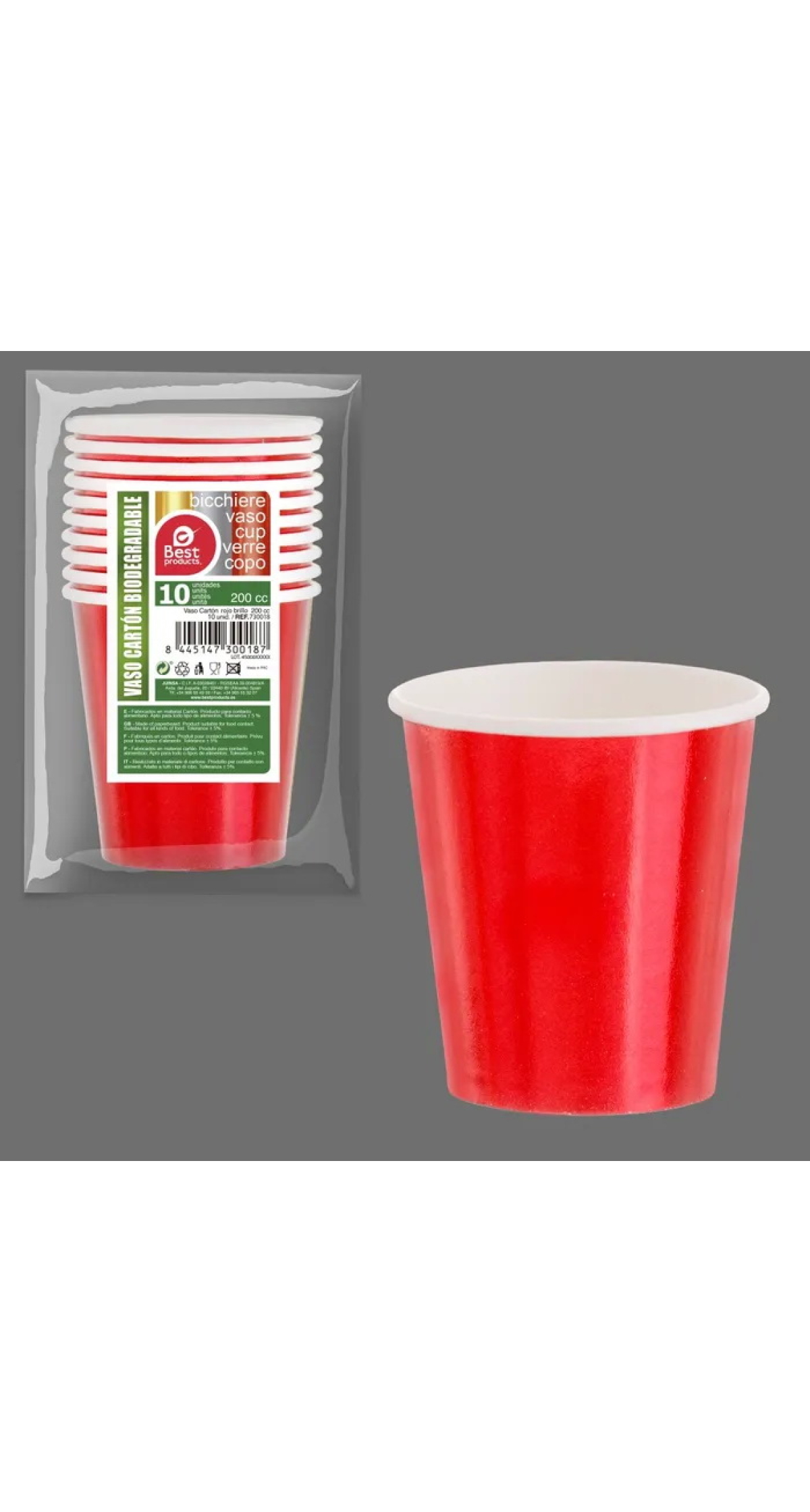 Red Paper Cups 200ml - 10pk
