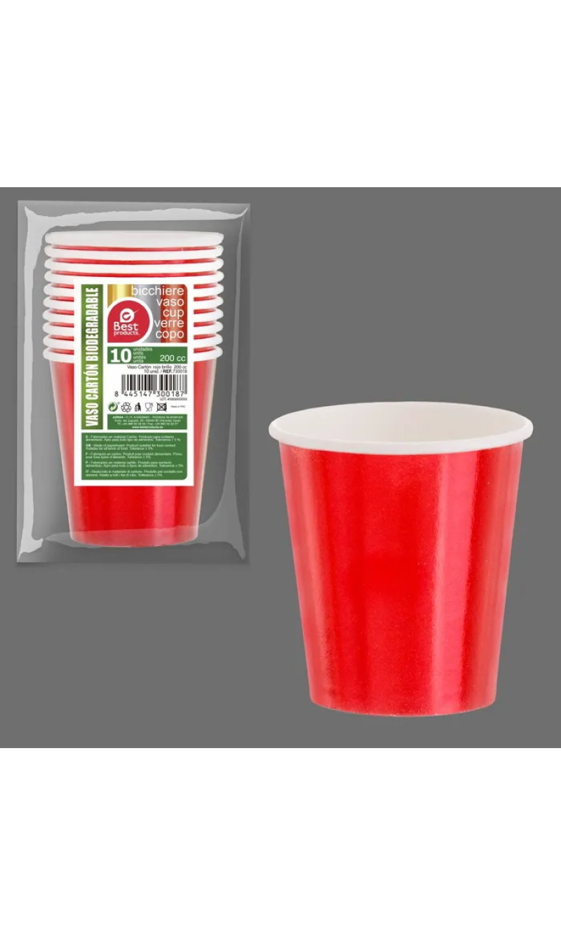 Red Paper Cups 200ml - 10pk