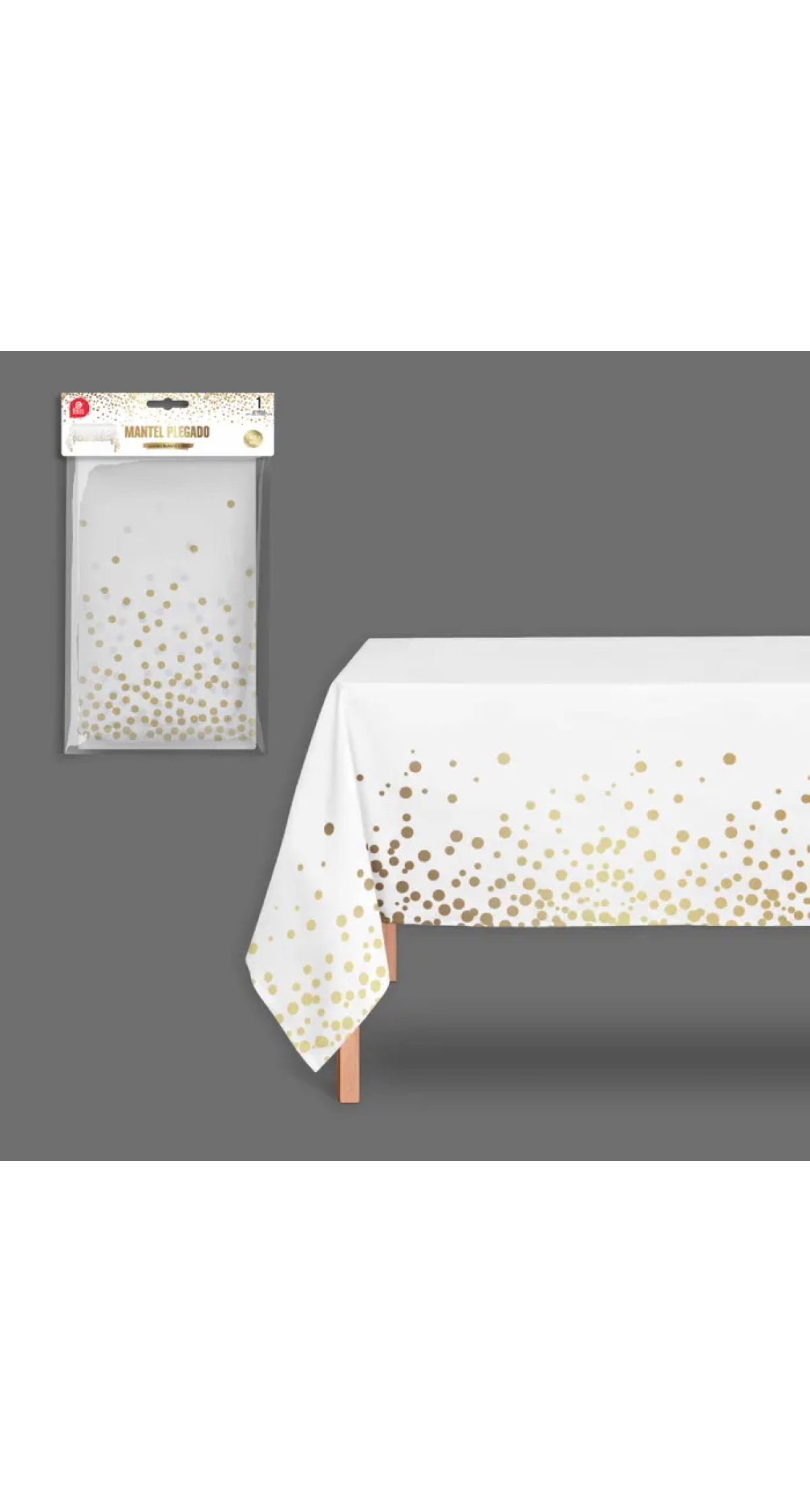 White With Gold Dots Plastic Table Cover 180x120cm