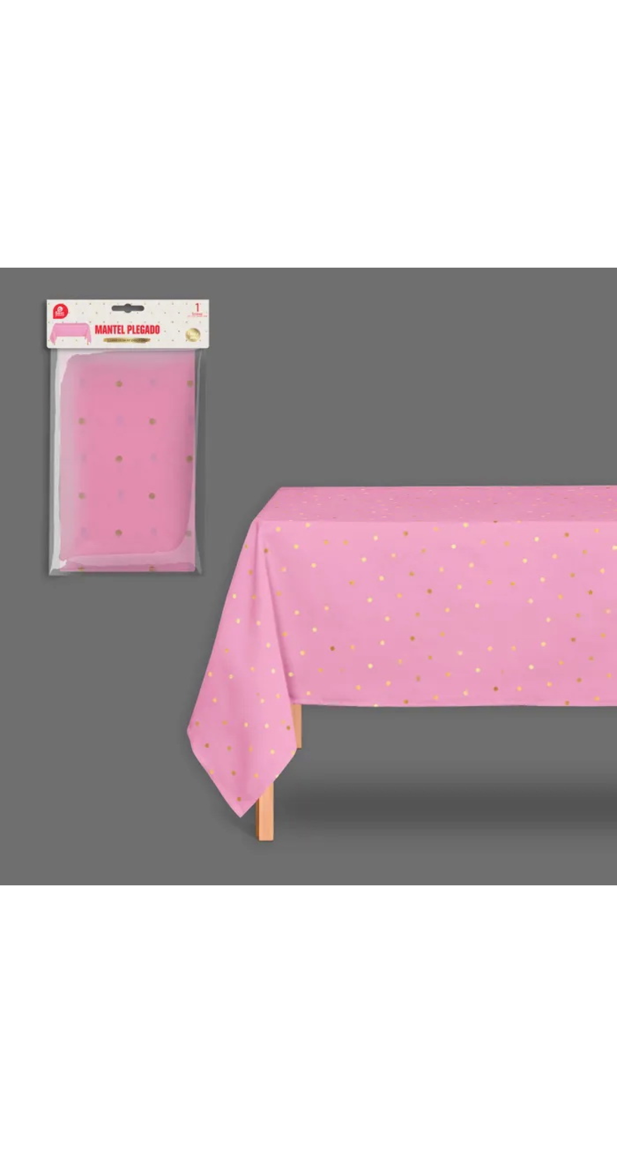 Pink With Gold Dots Plastic Table Cover 180x120cm