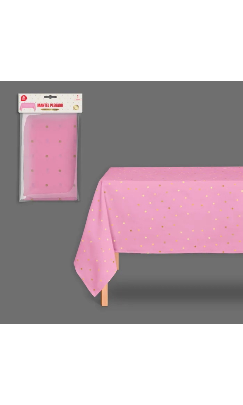Pink With Gold Dots Plastic Table Cover 180x120cm