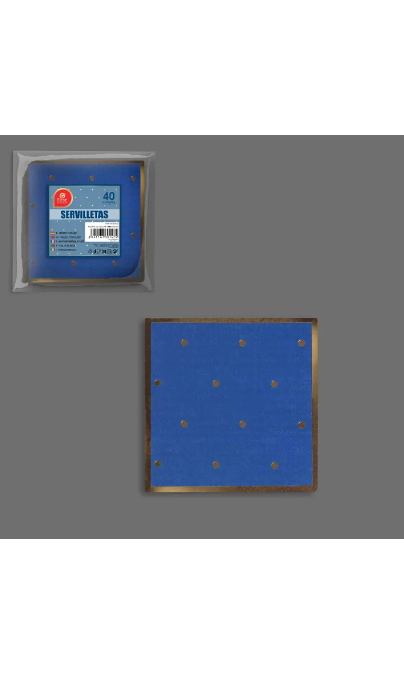 Blue With Gold Dots Napkins 25x25cm - 40pk