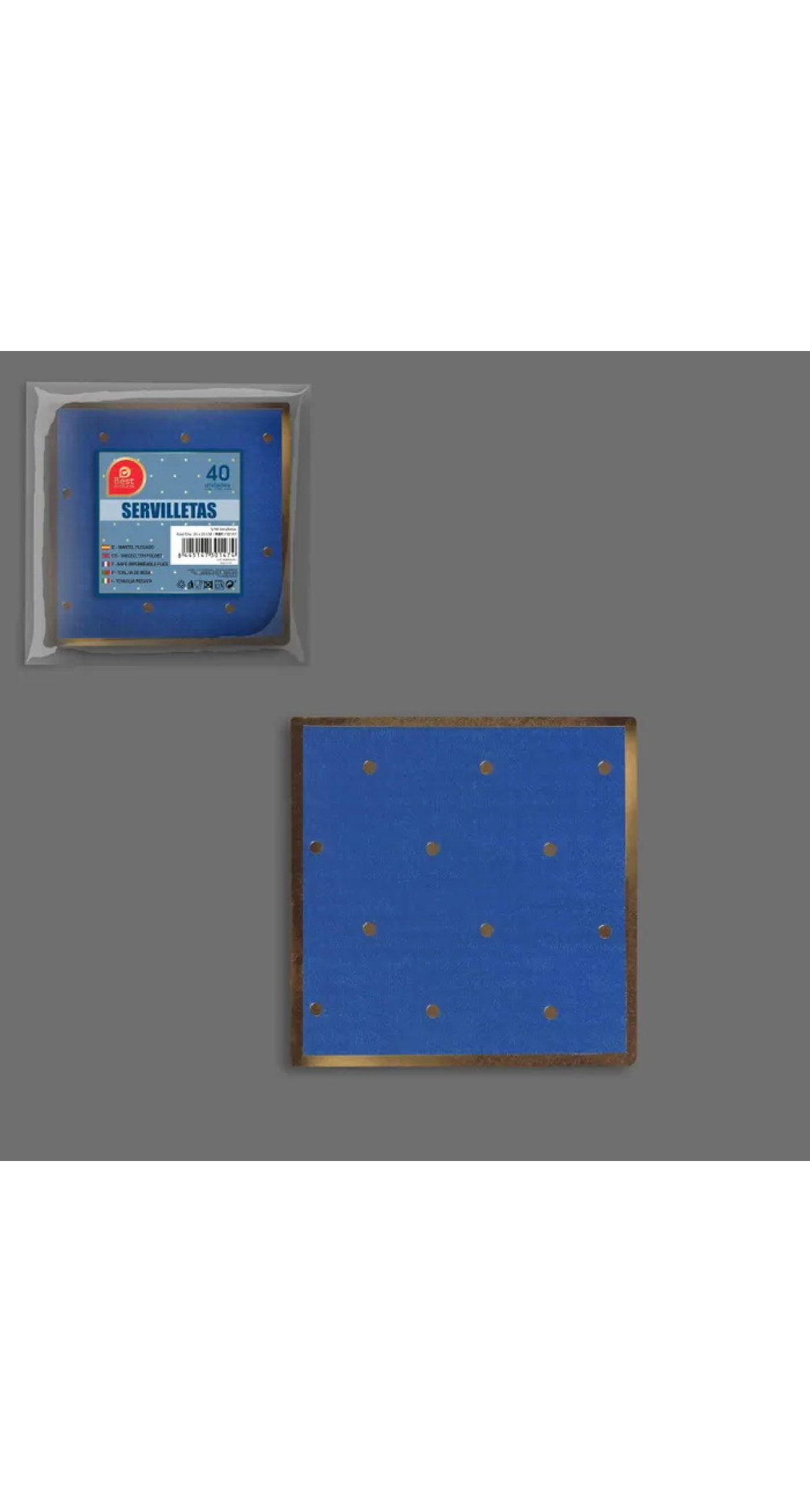 Blue With Gold Dots Napkins 25x25cm - 40pk