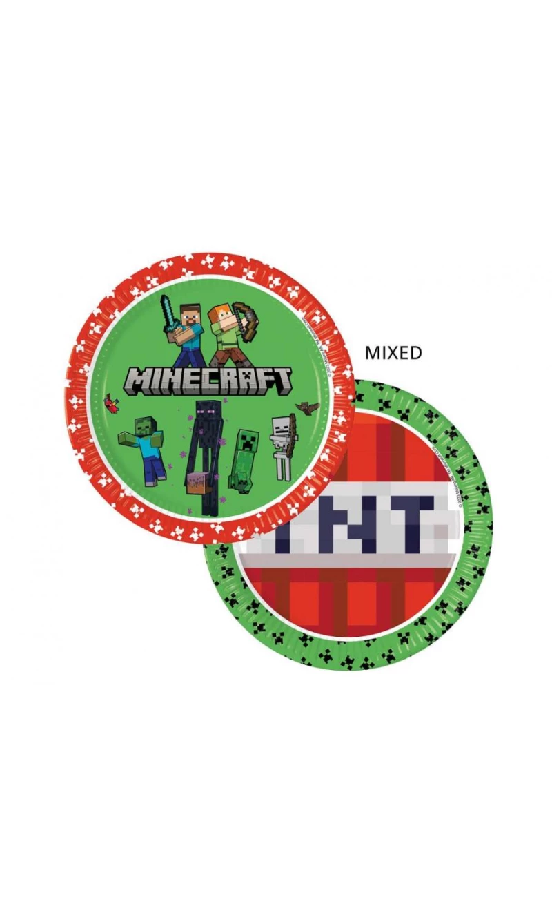 Minecraft Party Paper Plates 23cm - 8pk