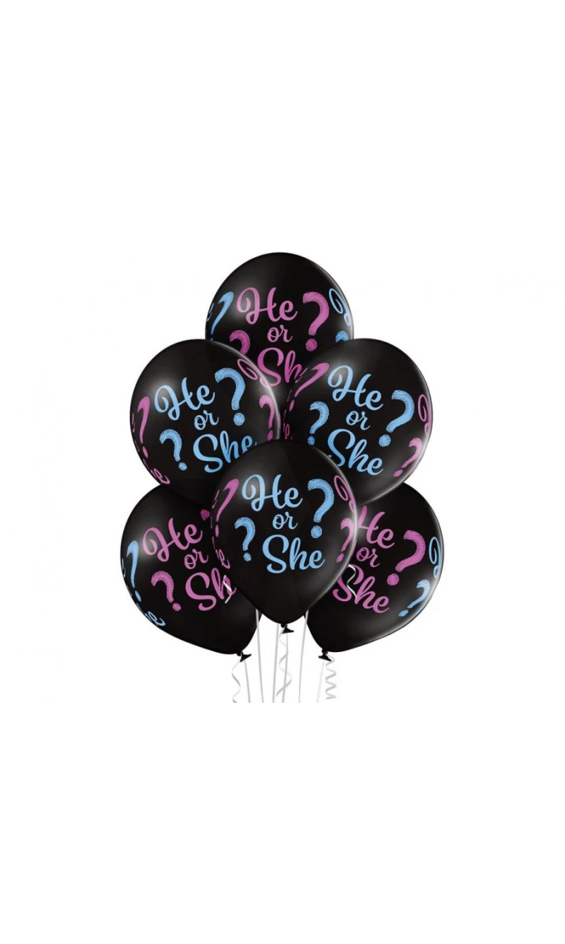 Gender Reveal Latex Balloons He or She? - 6pk