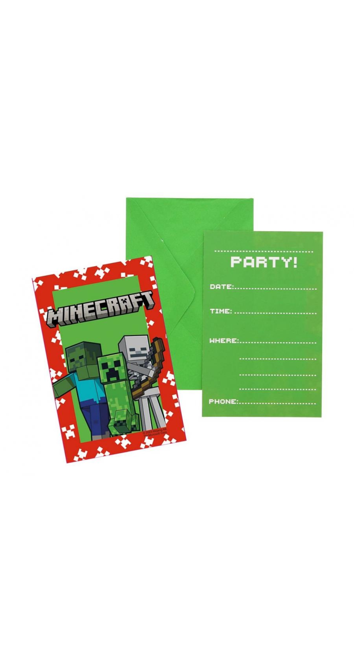 Minecraft Party Invitations with Envelopes - 6pk