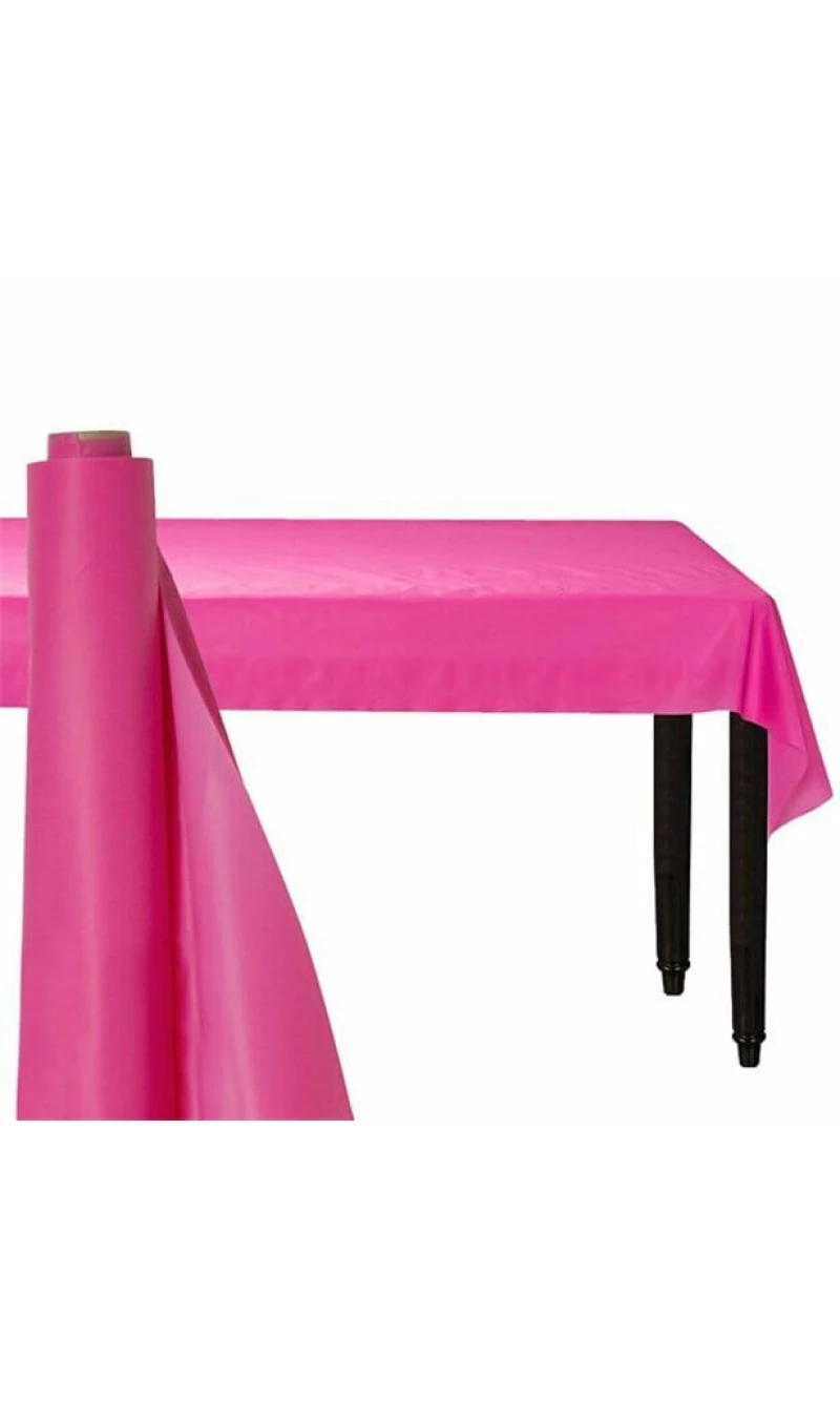 Bright Pink Plastic Tablecover Banqueting Roll - 30mt