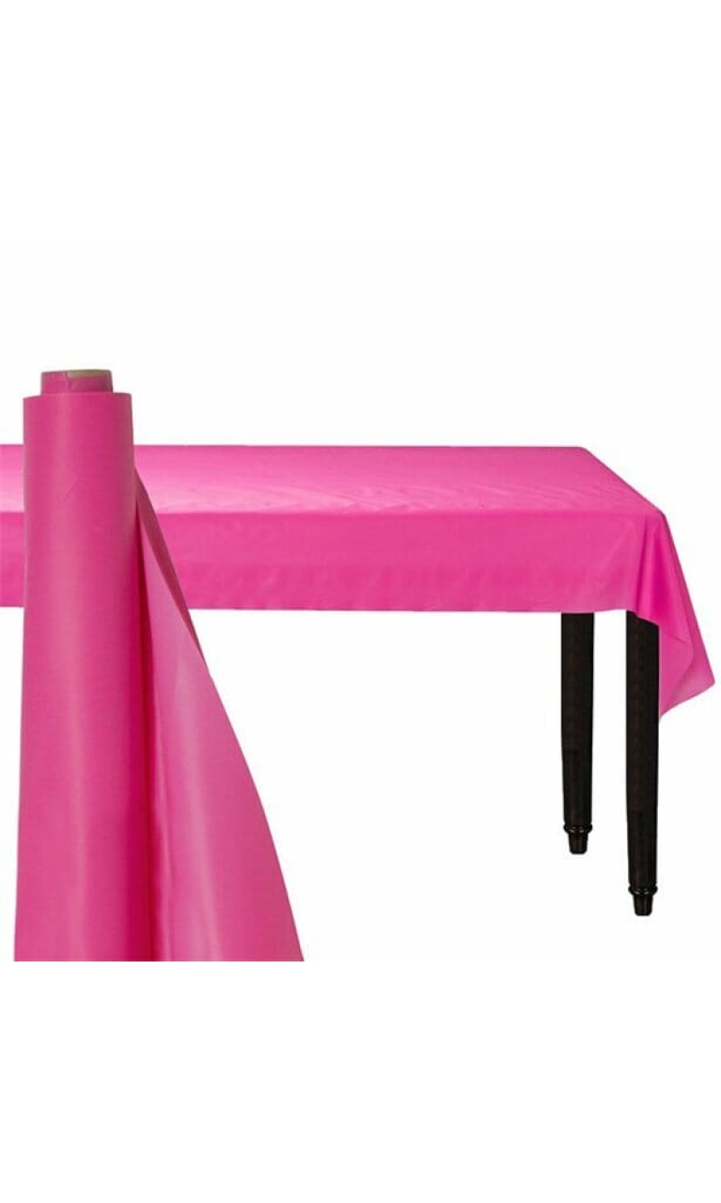 Bright Pink Plastic Tablecover Banqueting Roll - 30mt