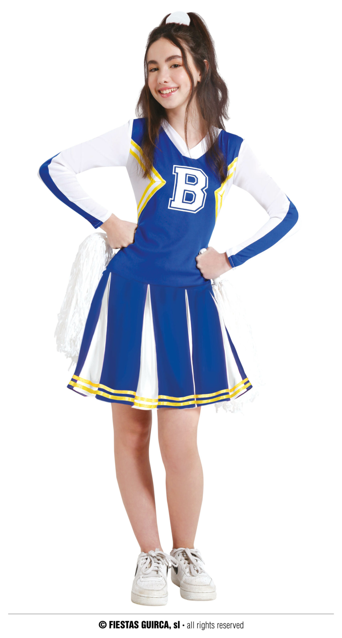 Cheerleader White & Blue Costume - Age 14 to 16 Years