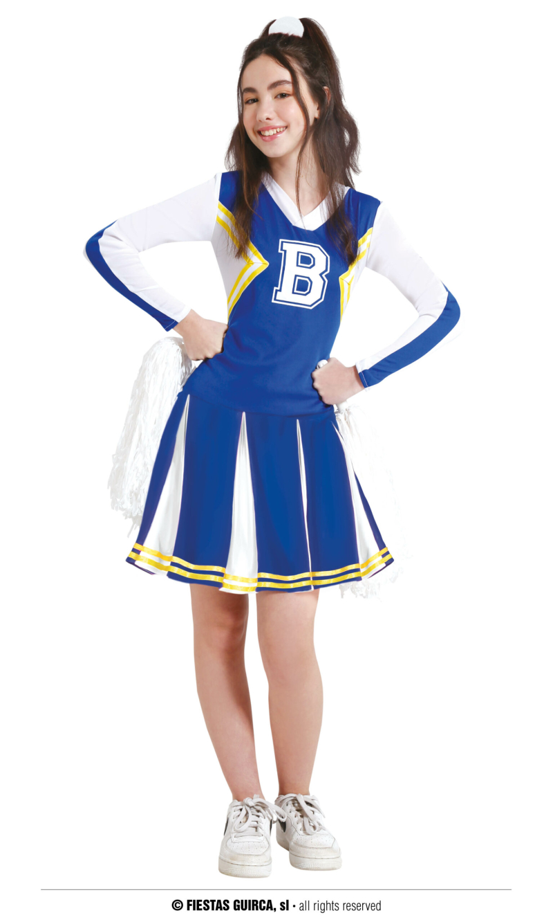 Cheerleader White & Blue Costume - Age 14 to 16 Years