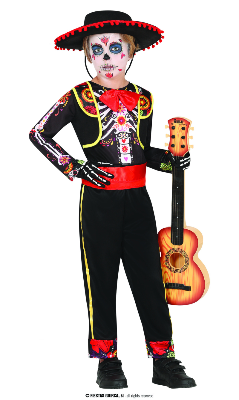 Mariachi Mexican Boy Skeleton Costume - Age 5 to 6 Years