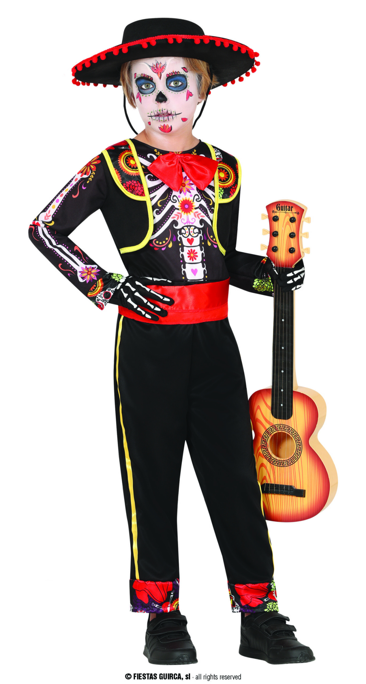 Mariachi Mexican Boy Skeleton Costume - Age 7 to 9 Years
