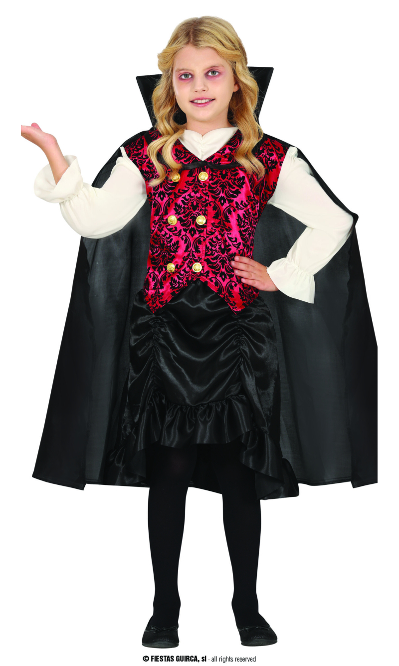 Classic Vampiress Girl Costume - Age 10 to 12 Years