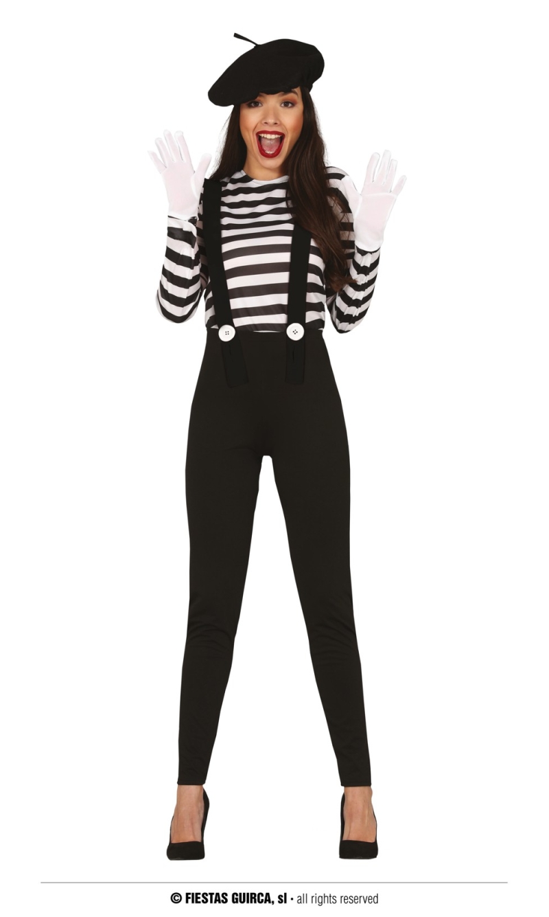 Mime Lady Costume Spandex - Adult Size Medium / Large