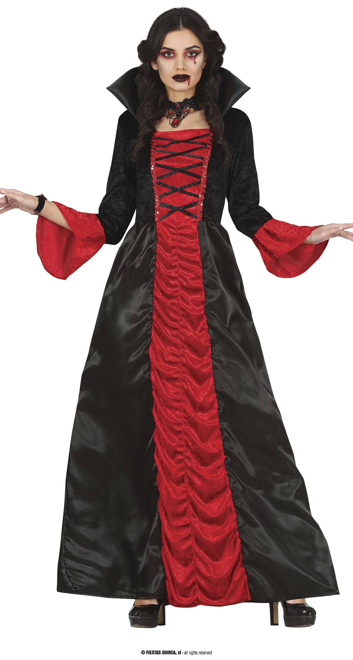 Vampiress Red & Black Vampire Costume - Adult Size Medium (38-40)