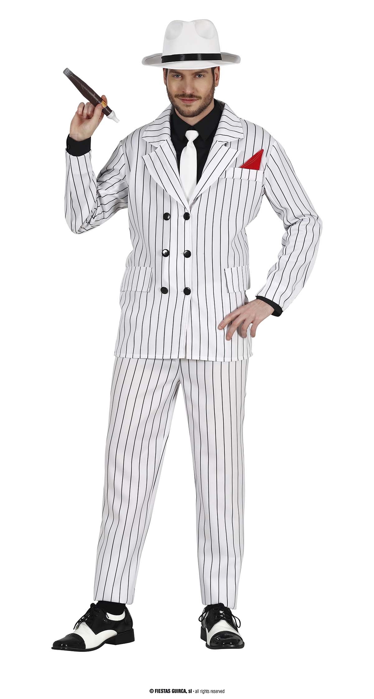 White Gangster Man Costume - Adult Size Large (52-54)