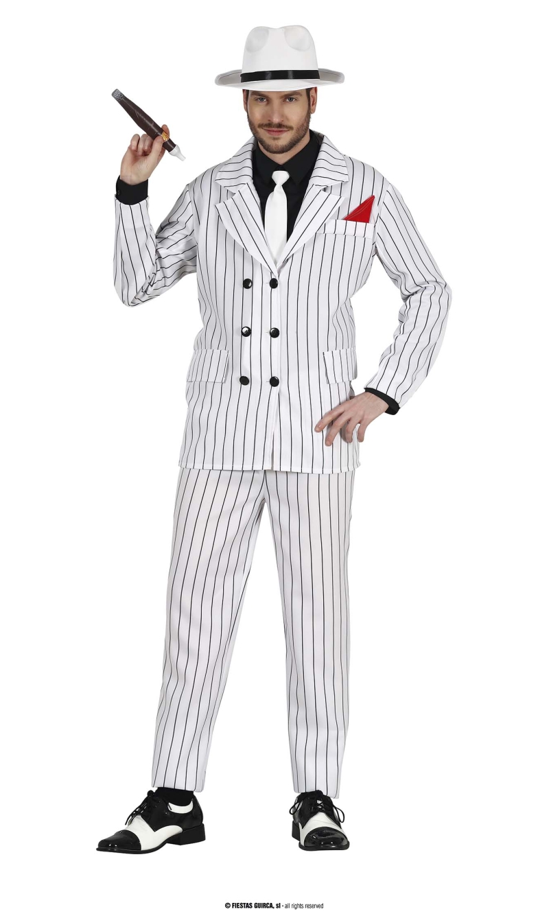 White Gangster Man Costume - Adult Size Large (52-54)