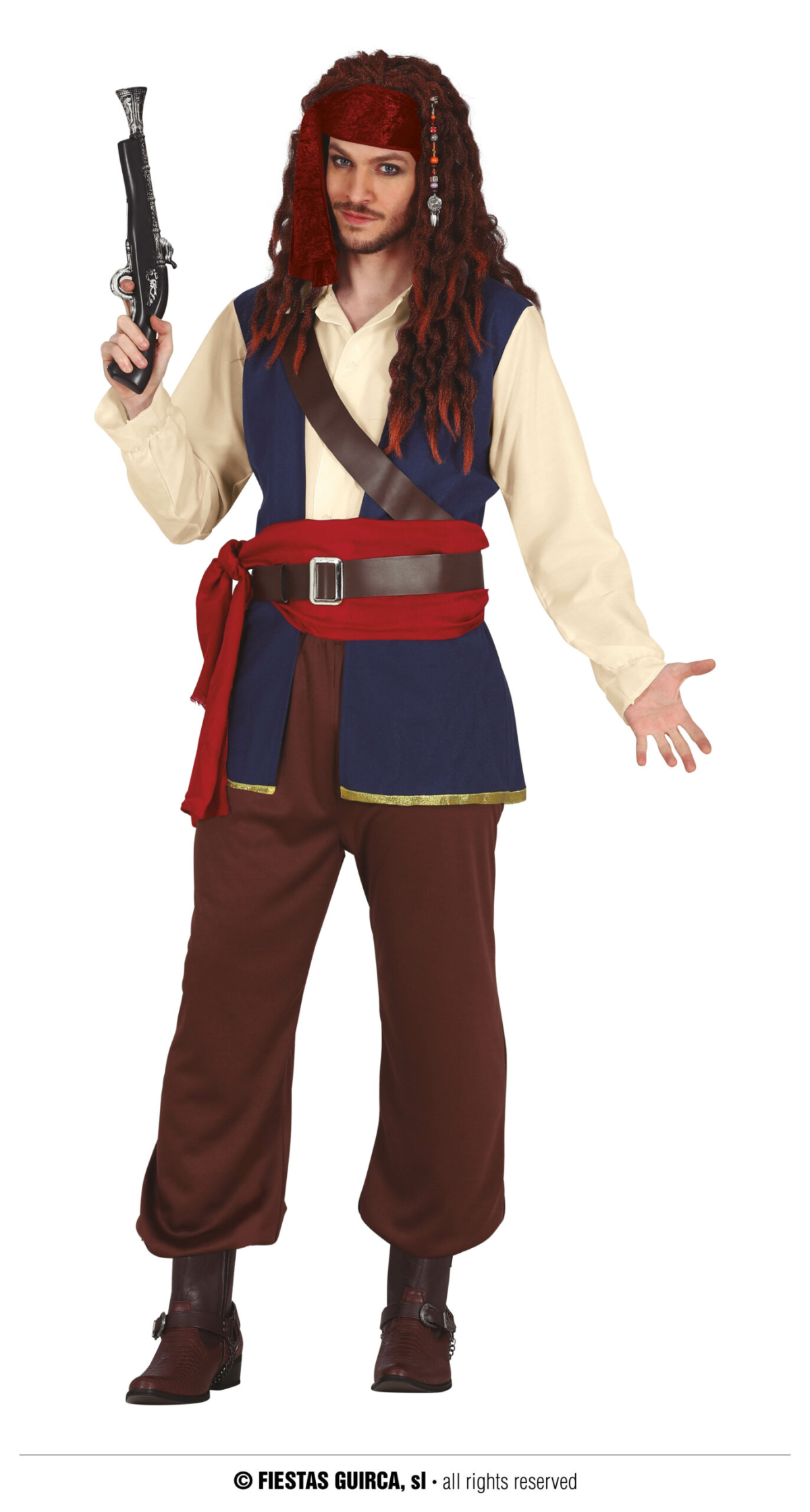 Jack The Pirate Man Costume - Adult Size Small (46-48)