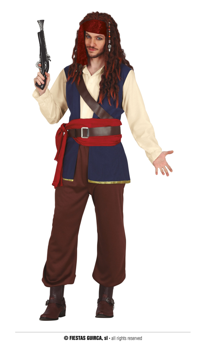 Jack The Pirate Man Costume - Adult Size Medium (48-50)