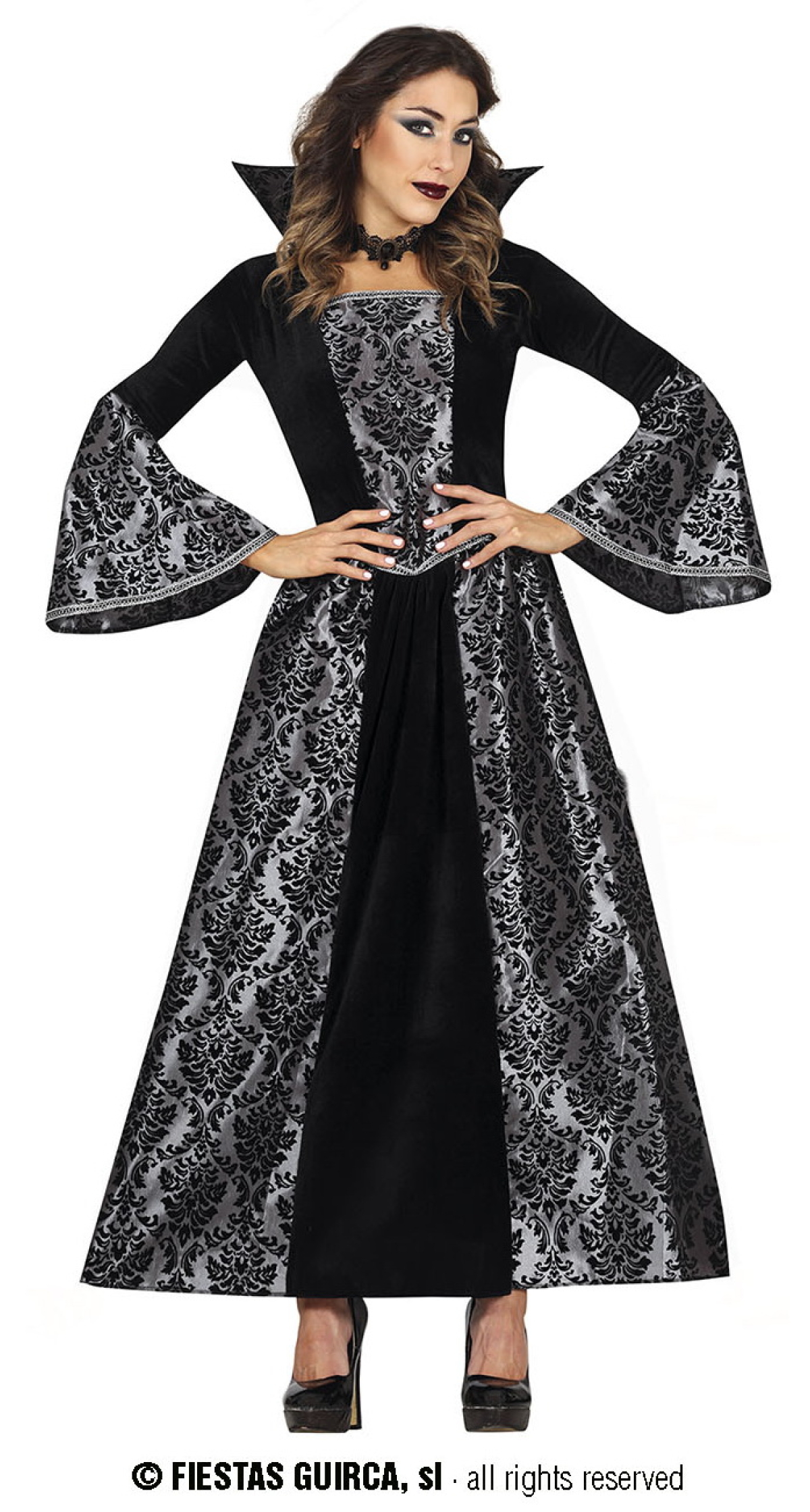 Royal Silver Vampire Lady Costume - Adult Size Medium (38-40)