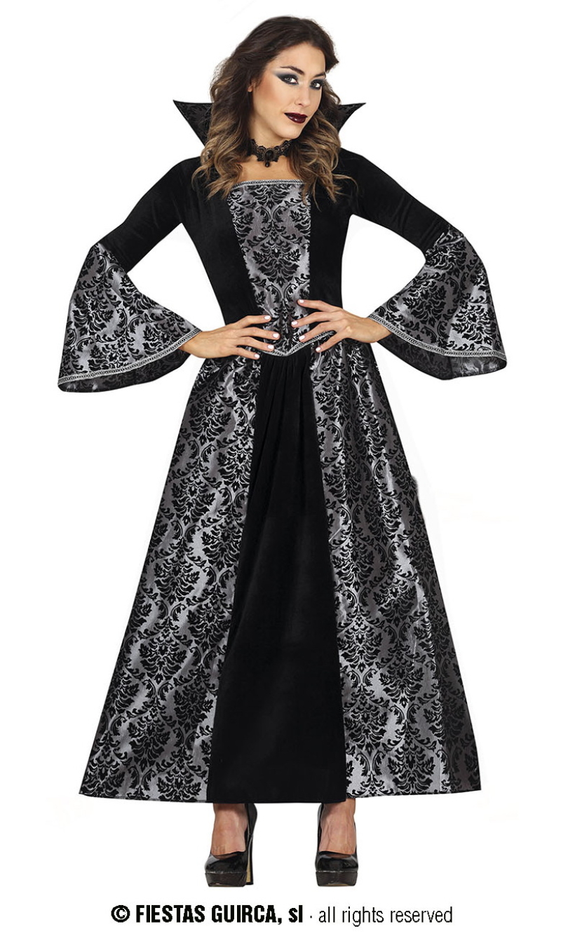 Royal Silver Vampire Lady Costume - Adult Size Medium (38-40)
