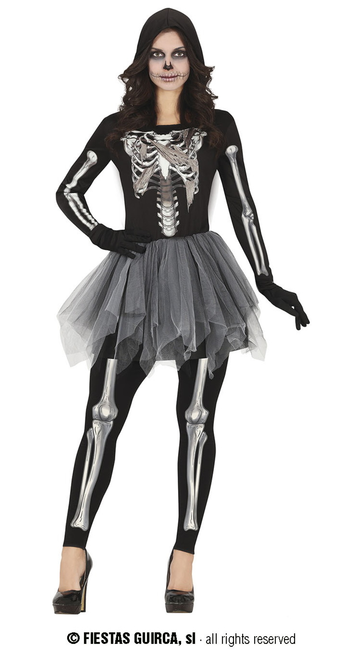 Hooded Tutu Skeleton Lady - Adult Size Large (42-44)