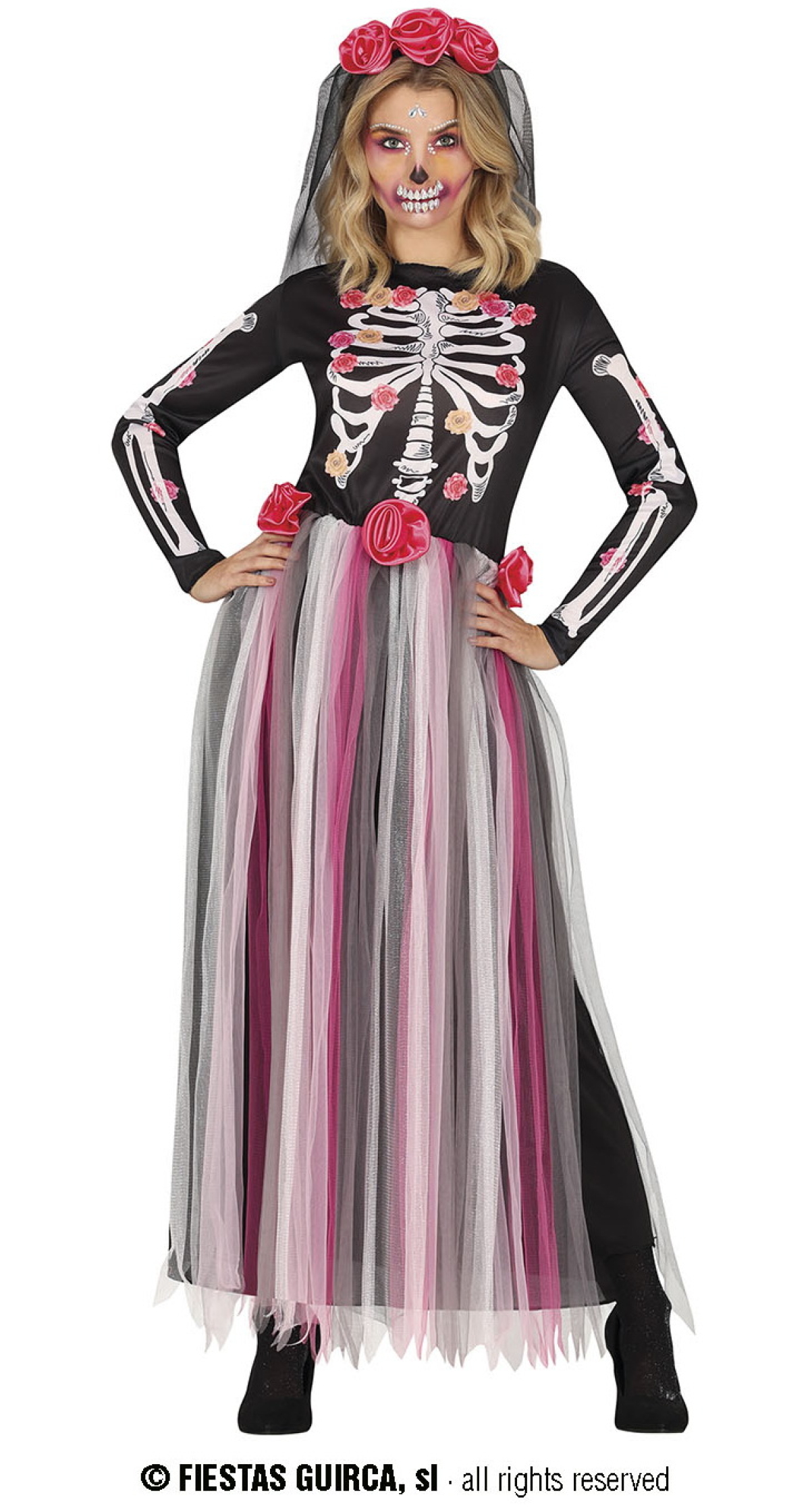 Catrina Elegant Skeleton Costume - Adult Size Meium (38-40)