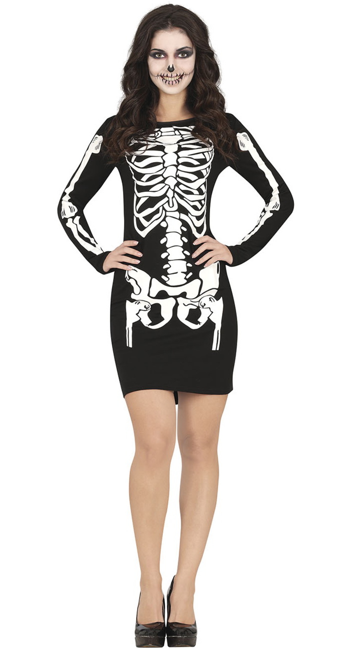 Skeleton Lady Dress Costume - Adult Size Large (42-44)