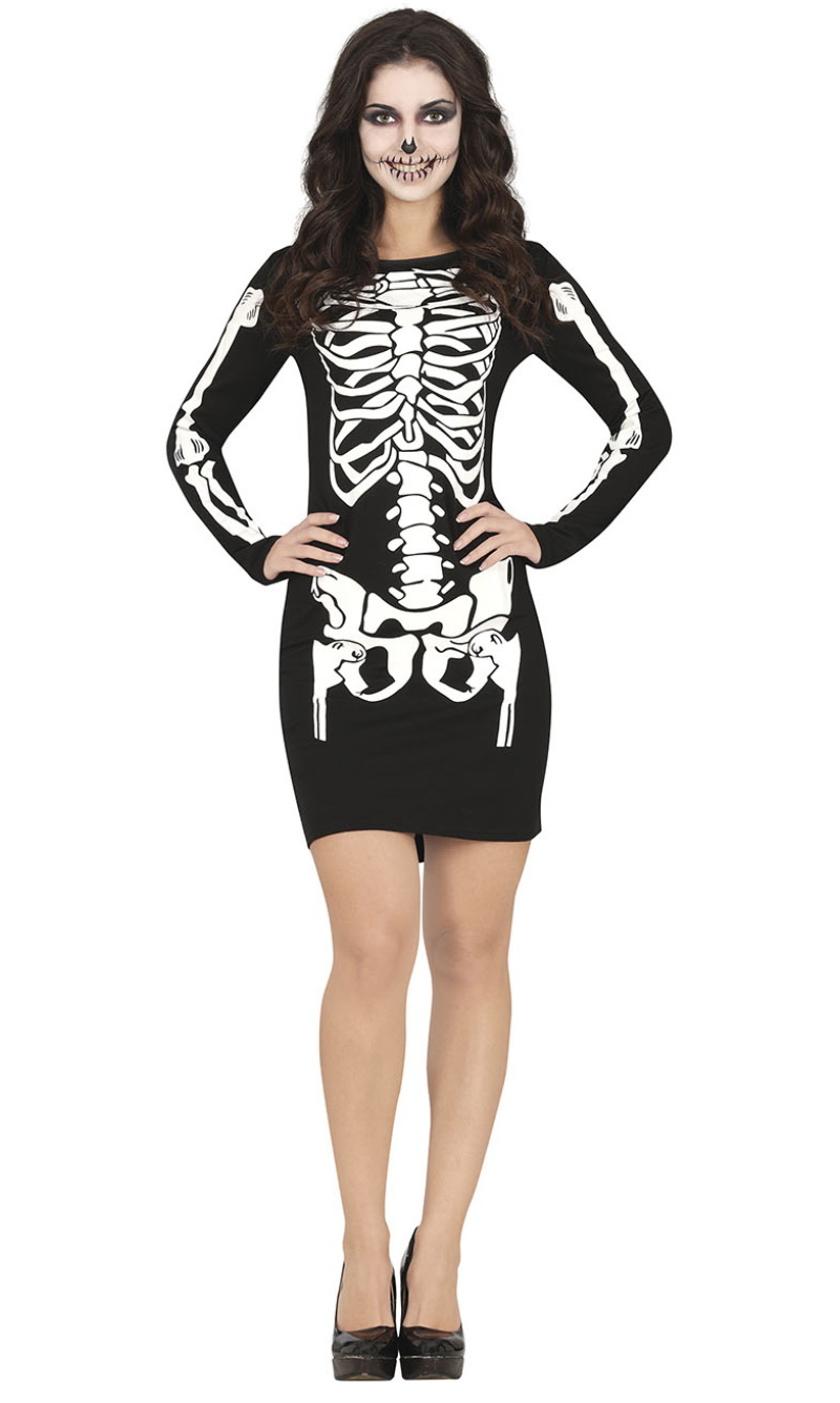 Skeleton Lady Dress Costume - Adult Size Large (42-44)