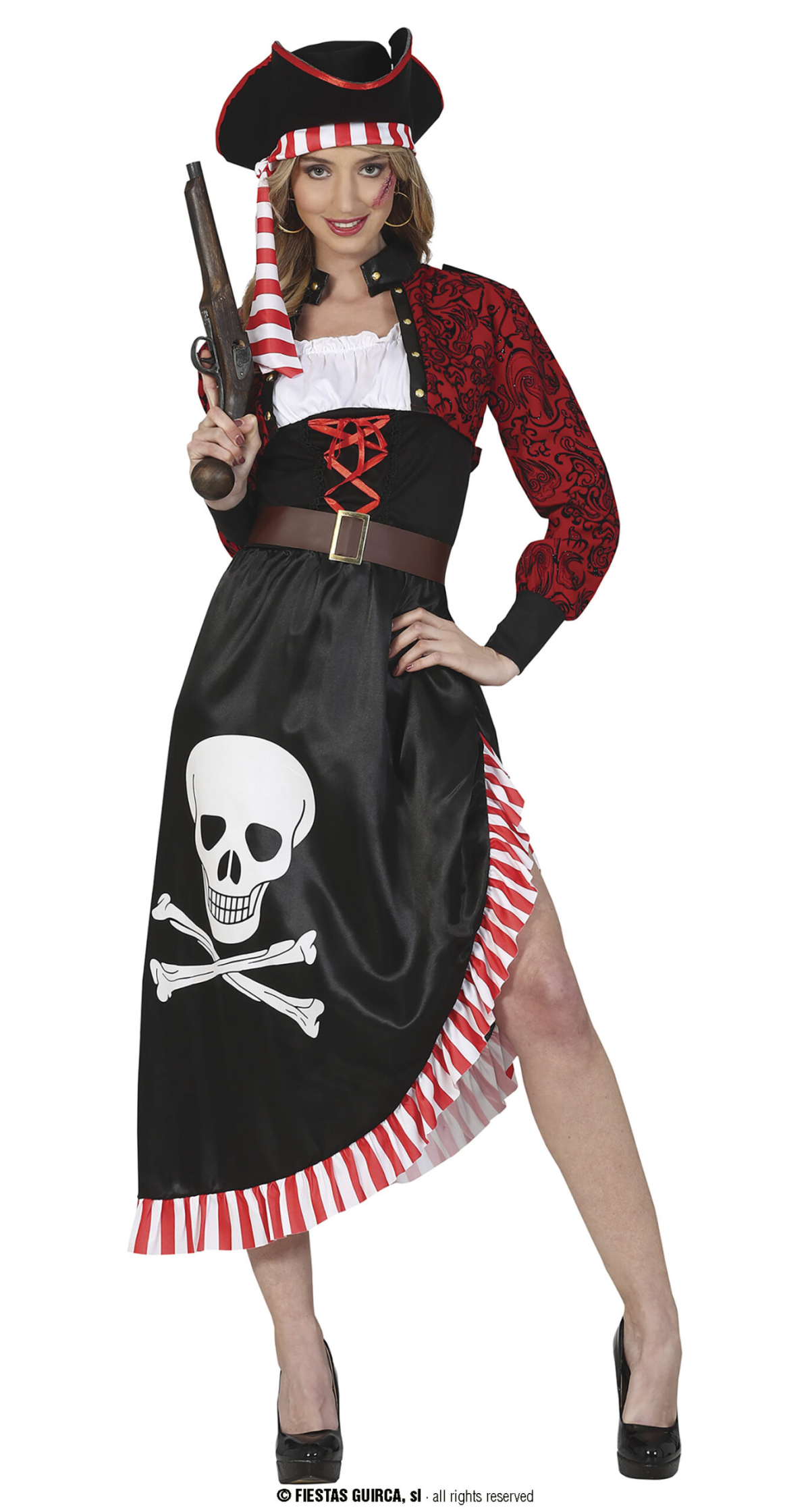 Skull Pirate Lady Costume - Adult Size Small (36-38)