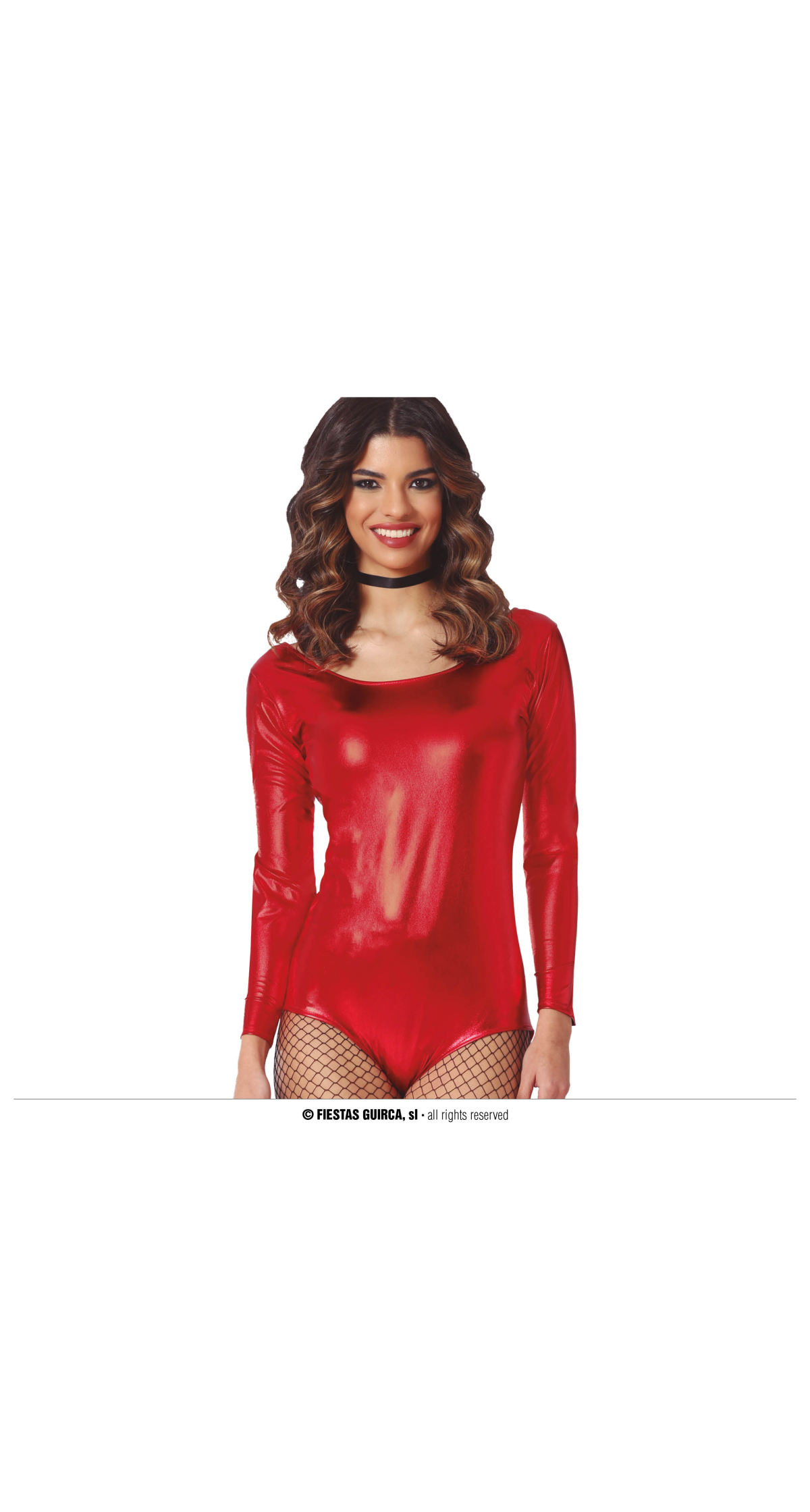 Leotard Long Sleeve Metal Red - Adult Size Medium (38-40)